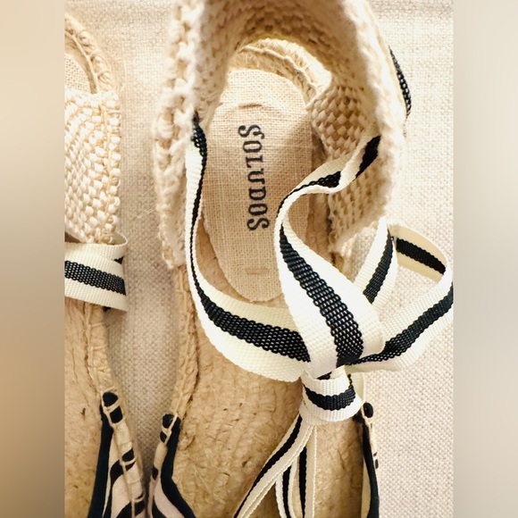 Anthropologie x Soludos D'Orsay Espadrilles in Black/Natural Stripe NWOT - Picture 7 of 9